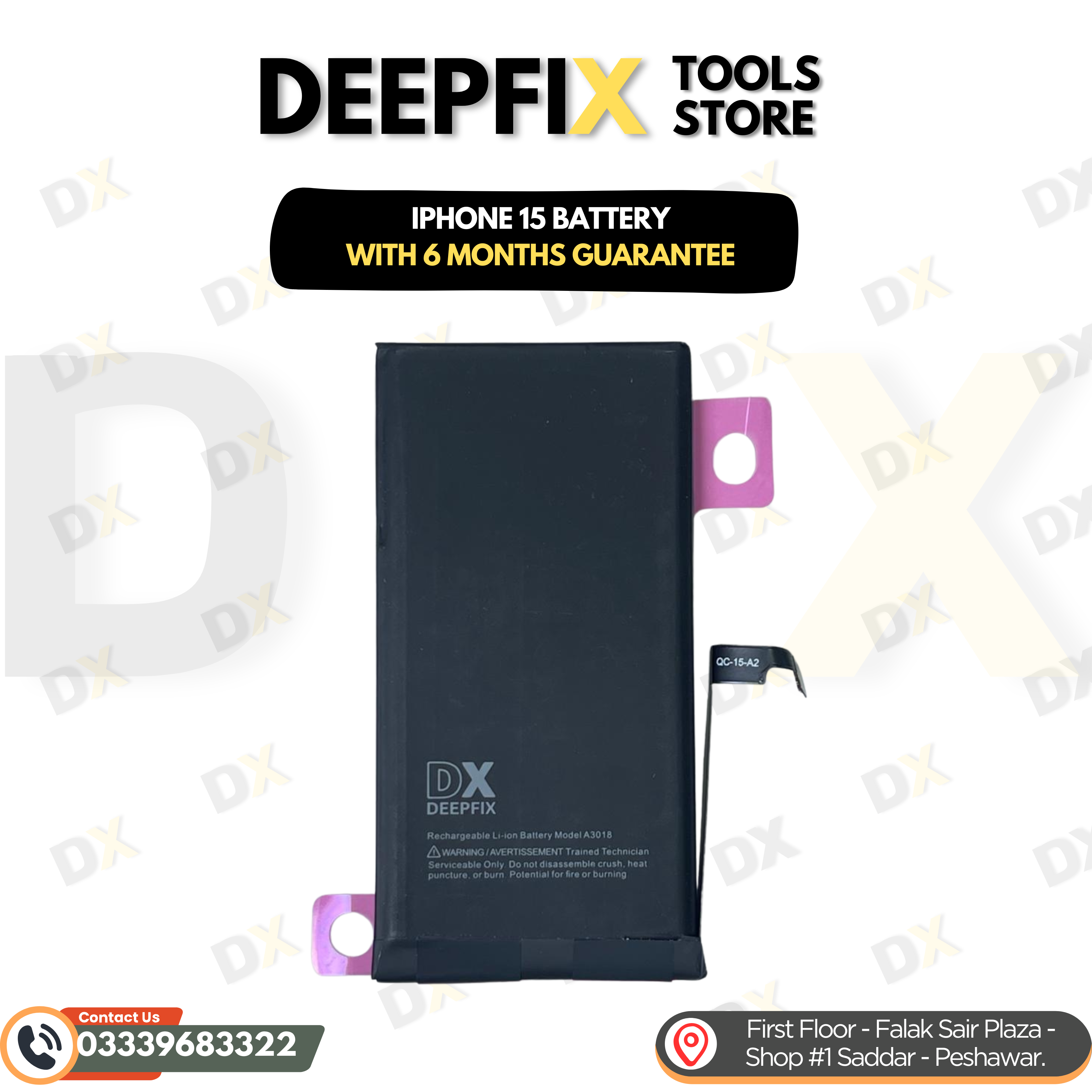 iPhone 15 replacement battery pack with connector flex attached