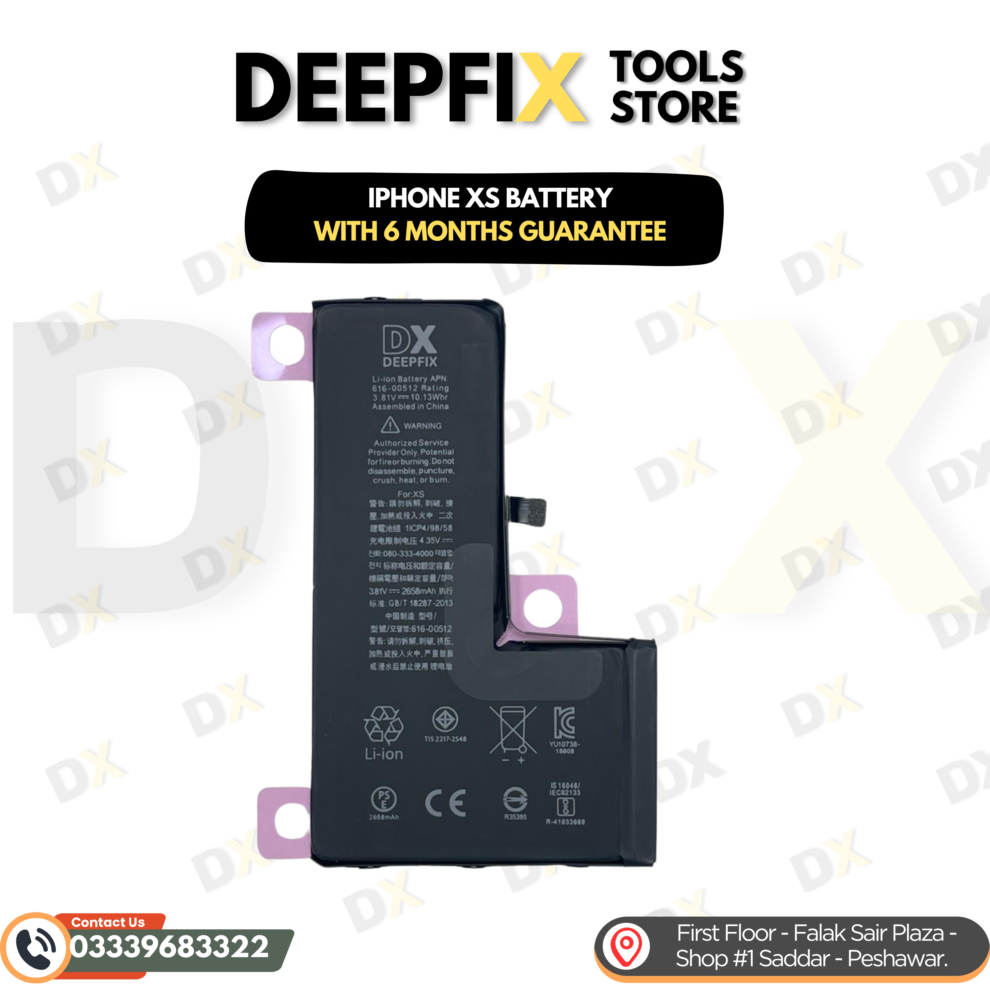 iPhone XS replacement battery pack with connector flex attached